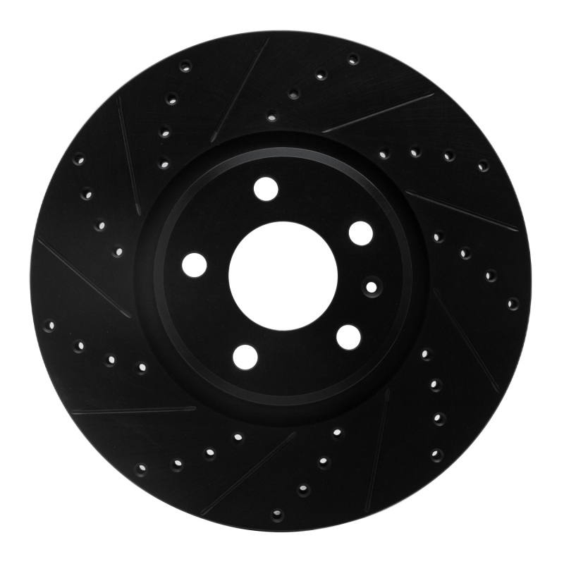 Audi A4 Allroad Brake Rotor (1) - Front Left - R1 Concepts - Drilled & Slotted - Black - `11-`17